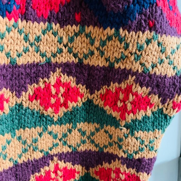 Tommy Hilfiger Mens Vintage 90s Paisley Geometric Floral Chunky Knit Sweater - Picture 12 of 14